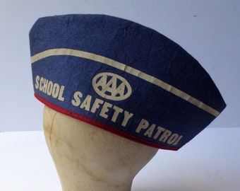Vintage AAA School Safety Patrol Felt Hat, 1950s Crossing Guard Hat, Alexandria VA, Unusual AAA Memorabilia
