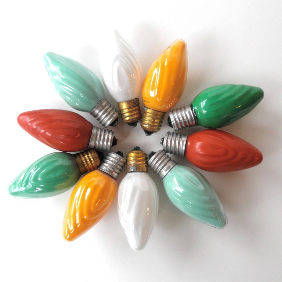 10 vintage Christmas light bulbs swirl C9 glass Christmas Etsy