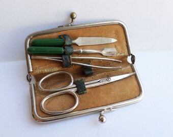 Vintage German Manicure Set, Pocket Manicure Tools, Manicure Pedicure Set, Spa Decor