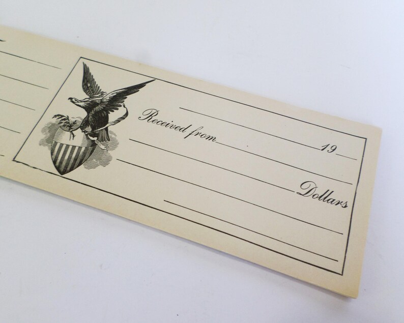 Vintage Receipt Book, 24 Vintage Receipts, Eagle Patriotic Receipt Book