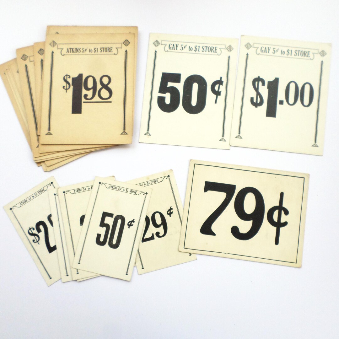 Price Sign Drawing Lot of 22 Vintage Large Price Signs, Vintage Advertising Placards ...