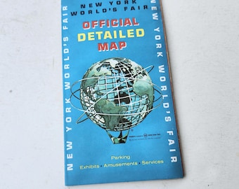 Mapa antiguo de la Feria Mundial de Nueva York de 1964, mapa oficial de recuerdo, nuevo sin usar, Paz a través del entendimiento