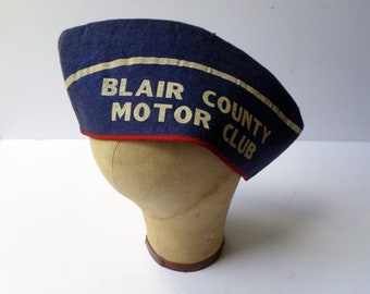 Vintage AAA School Safety Patrol Felt Hat, 1950s Crossing Guard Hat, Blair County Motor Club, Altoona, PA, Unusual AAA Memorabilia