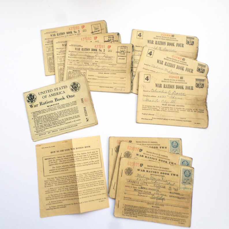 1940s Rations Vintage 1940s WW2 War Rations Booklets, War Ration Books 1-4 (11 in All ...