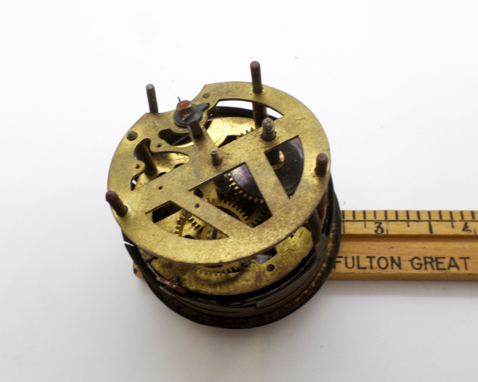 Vintage Brass Clock Parts, Clock Guts, Steampunk Supply, Mantel Clock