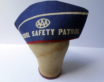 Vintage AAA School Safety Patrol Felt Hat, 1950s Crossing Guard Hat, Harrisburg, PA, Unusual AAA Memorabilia