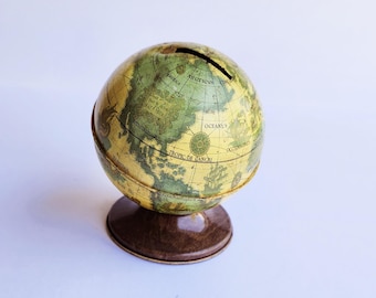 Vintage Globe Piggy Bank in Latin (or Italian)
