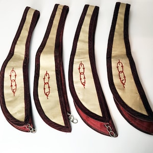 4 Antique Odd Fellows Collars, IOOF Red and Cream Sashes, Odd Fellows Ceremonial Wear