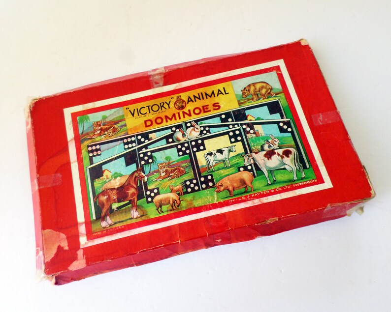 Vintage Victory Animal Dominoes Barnyard Dominoes Jungle Etsy