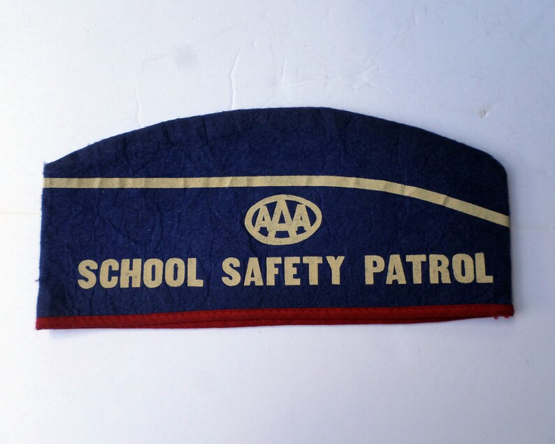 Vintage AAA School Safety Patrol Felt Hat, 1950s Crossing Guard Hat, Unusual AAA Memorabilia image 4