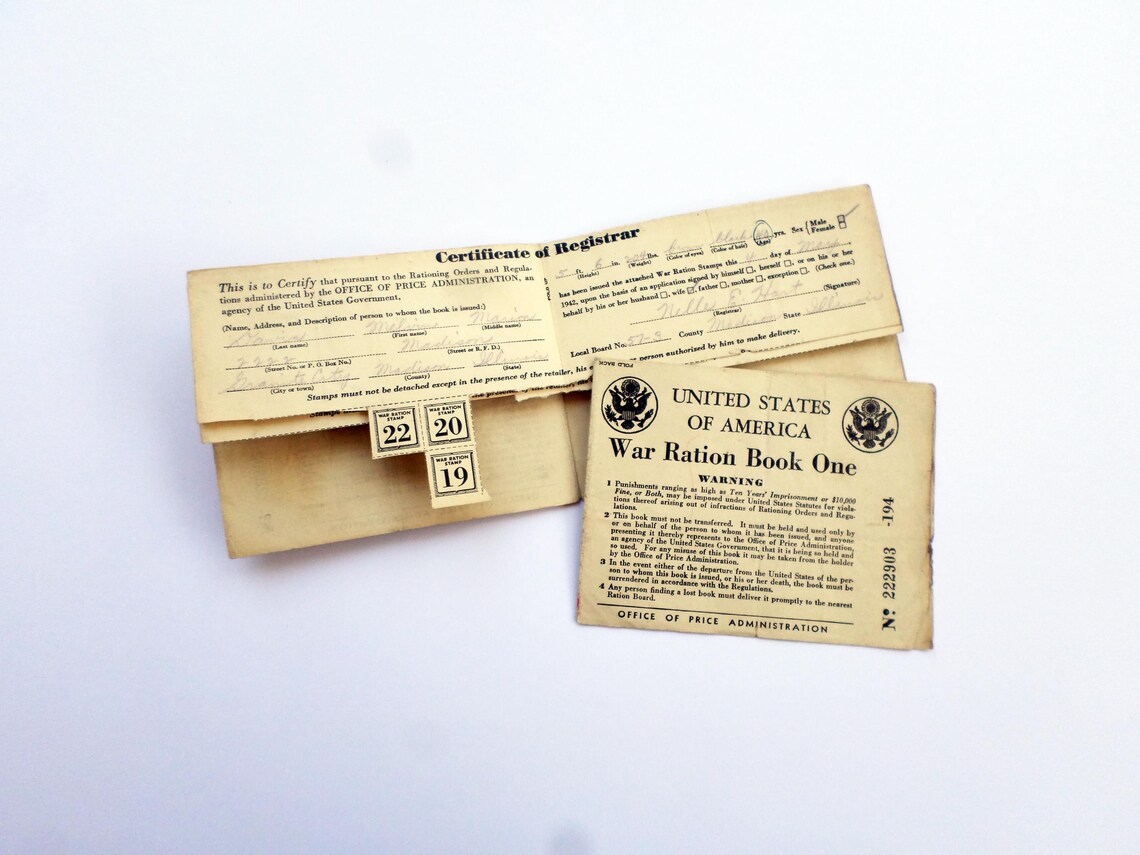 Vintage 1940s WW2 War Rations Booklets, War Ration Books 1-4 (11 in All ...