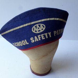 Vintage AAA School Safety Patrol Felt Hat, 1950s Crossing Guard Hat, Unusual AAA Memorabilia image 1