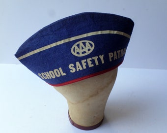 Vintage AAA School Safety Patrol Felt Hat, 1950s Crossing Guard Hat, Unusual AAA Memorabilia