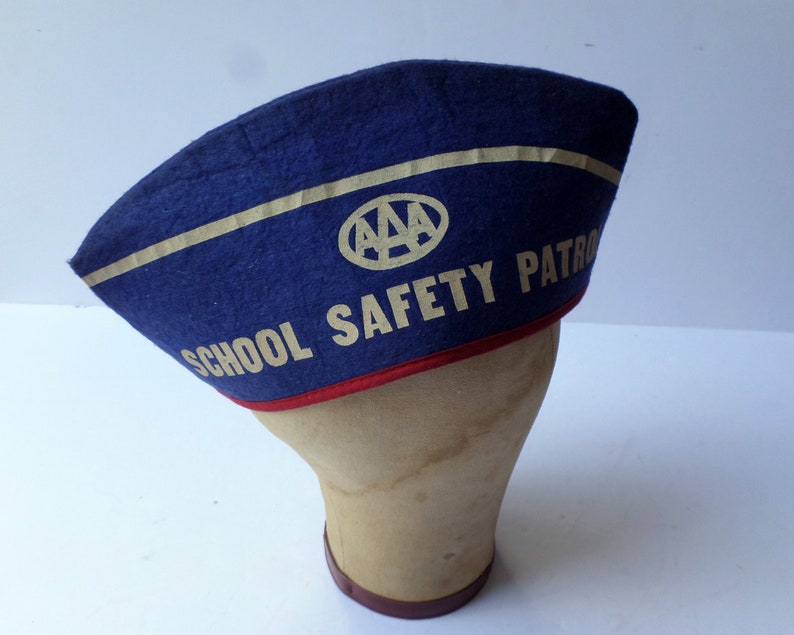 Vintage AAA School Safety Patrol Felt Hat, 1950s Crossing Guard Hat, Unusual AAA Memorabilia image 1