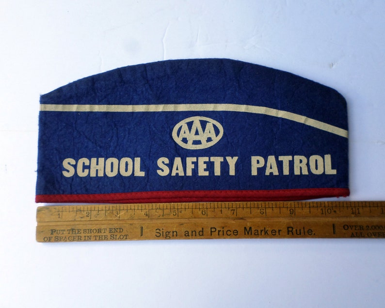 Vintage AAA School Safety Patrol Felt Hat, 1950s Crossing Guard Hat, Unusual AAA Memorabilia image 5