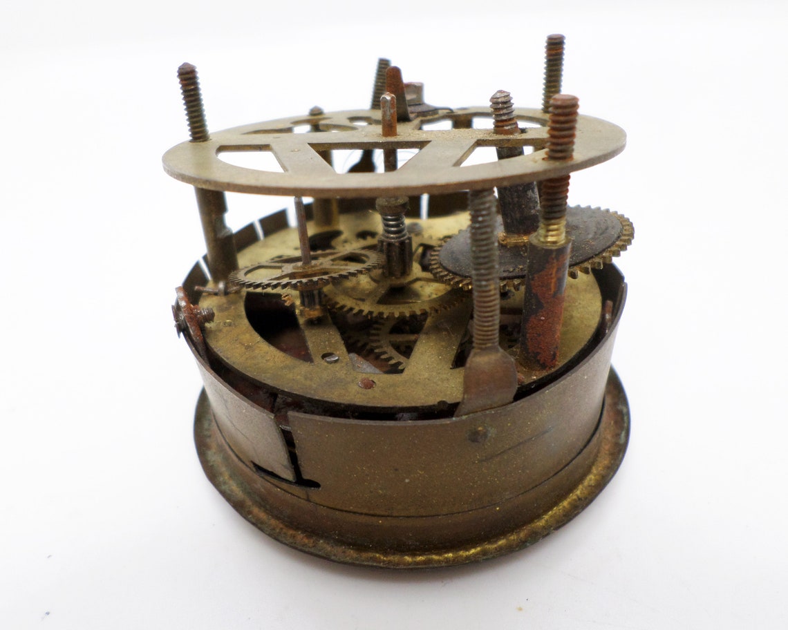 Vintage Brass Clock Parts, Clock Guts, Steampunk Supply, Mantel Clock