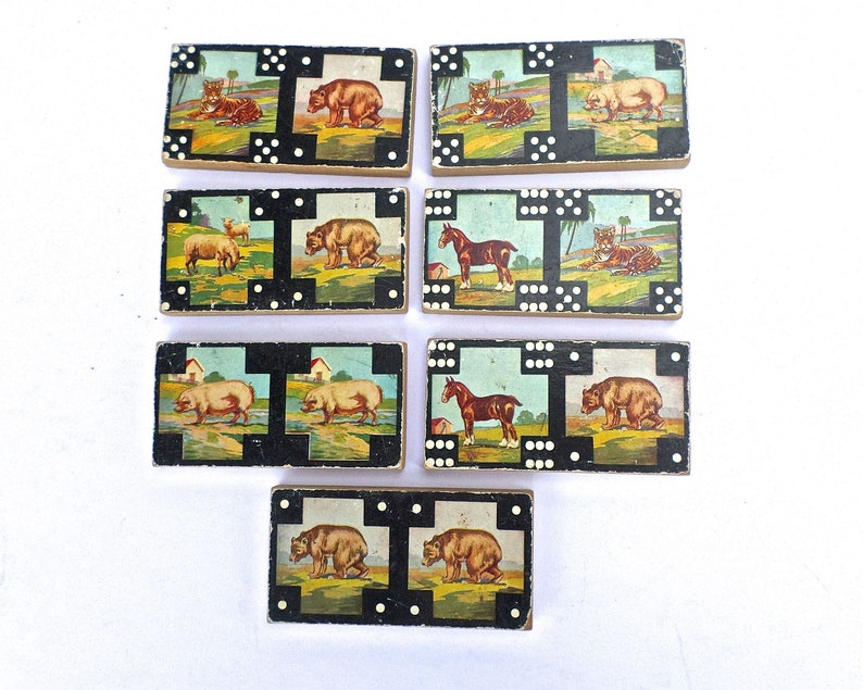 Vintage Victory Animal Dominoes Barnyard Dominoes Jungle Etsy