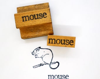 Vintage Mouse Rubber Stamp, Letterpress Rodent Stamp, 1930s Classroom Printer Wood Picture Stamp