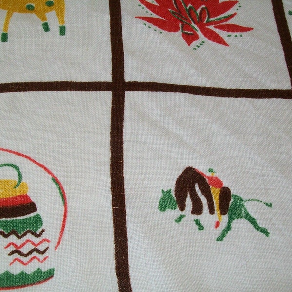 8 vintage midcentury linens, southwestern, linens, 7 placemats, 1 table runner, 1950s, 1960s, linen, place mat, placemat, kitchen, dining