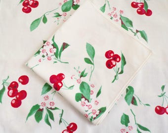2 Vintage Napkins, Likely Wilendur, Cherries design