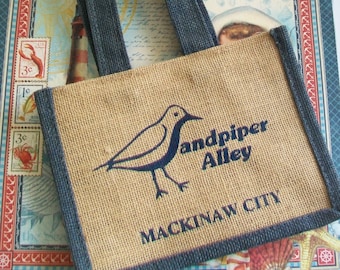Vintage Small Tote, Sea Bird, Mackinaw City, Michigan souvenir, 1990s