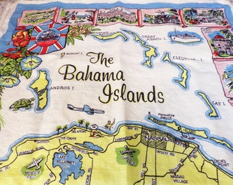 Vintage Bahamas Islands Linen Towel, Irish Linen, Dunmoy