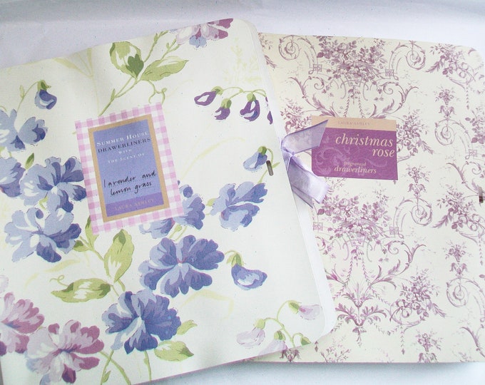 Laura Ashley Floral Drawer Liners, in Original Folders, 9 Paper Sheets