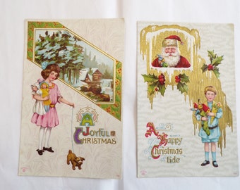 2 Vintage Postcards, Christmas, between 1900-1910