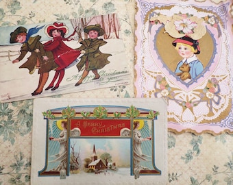 2 Vintage Postcards, with FREE Vintage Valentine Card, 1907 to 1930s