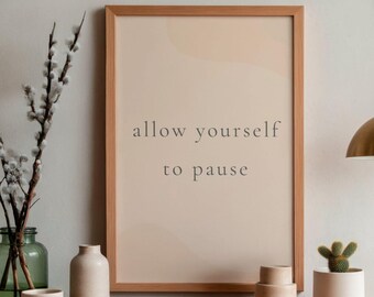 Minimal Mental Health Wall Art Set | Calm Quote Prints | Neutral Slow Living Decor | 5 Printable Posters Affirmation Quotes