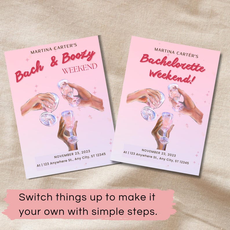 Bach and Boozy Bachelorette Invitation Canva Template | Watercolor ...