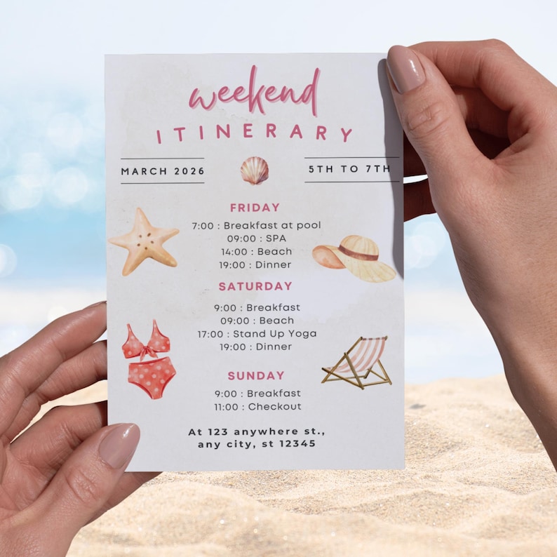 Beach Vacation Itinerary Template: Printable & Mobile Canva Planner - Etsy
