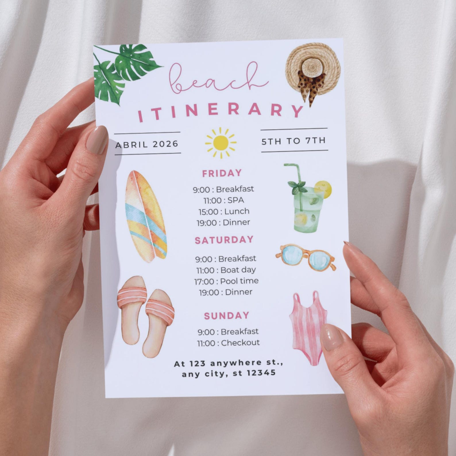 Editable Travel Itinerary | Beach Vacation Planner | Summer Destination ...