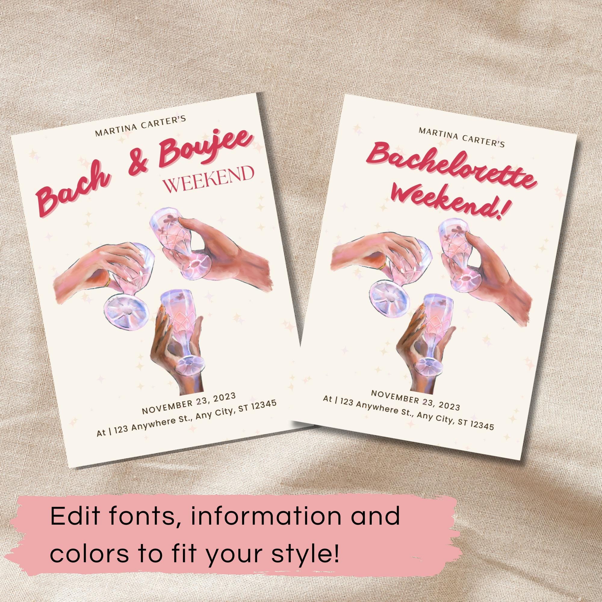Bach and Boozy Bachelorette Invitation Canva Template | Watercolor ...