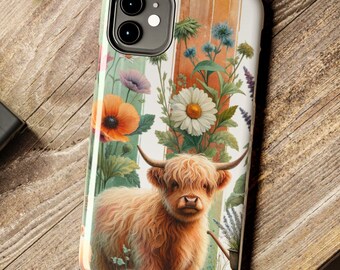 Highland Cow Phone Case | Floral farmhouse decore, Tough Protection