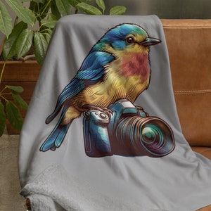 Bird Watcher Gift, Nature Lover Photography Throw, Bird Photographer Cozy Gift, Bird Lover Home Decor, Soft Fleece, Velveteen Plush Blanket