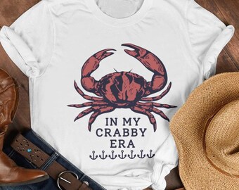 Crabby Era Unisex Tee, Crab Shirt Summer Gift Nautical Lobsters, Short Sleeve T-Shirt, Beach Vacation Top, Coastal Theme Tee, Ocean Lover