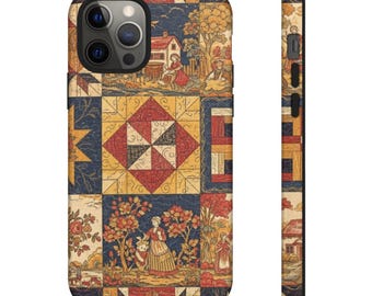 Vintage Quilt Patchwork Phone Case | Folk Art Floral Pattern