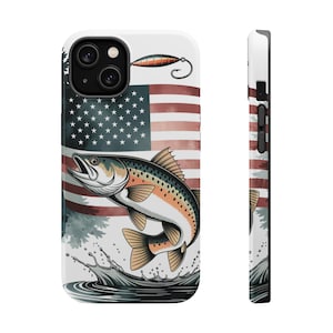 Amerikanische Flagge Fischer Hülle, Robuste magnetische Telefonhülle, Angeln Geschenk, Outdoor Abenteuer Zubehör, Vaterländische Telefonabdeckung