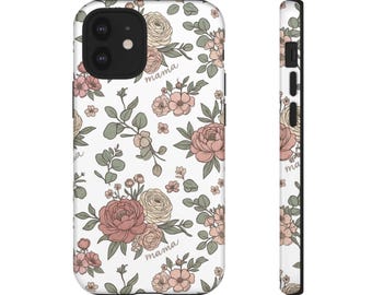 Vintage Rose Floral Tough Case | Floral iPhone Case, Mama Script Pattern