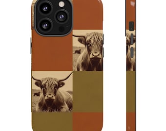 Highland Cow Patchwork Phone Case | Tough Cases