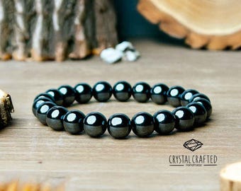 Hematite Bracelet Stretch Fit Handmade With Gift Bag | Protection & Grounding Crystal Bracelet