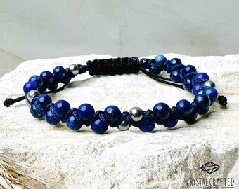 Handmade Lapis Lazuli Beaded Bracelet: Minimalist Yoga Crystal Gift