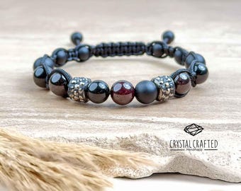 Triple Protection Bracelet – Black Tourmaline, Onyx & Garnet | Handmade  Gemstone Jewelry | Elegant Unisex Design
