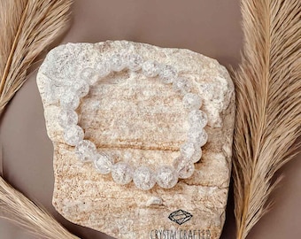 Clear Quartz Bracelet Stretch Fit – Handmade 8mm Crystal Beaded Bracelet for Clarity & Energy Cleansing