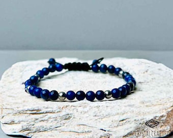 Pulsera de lapislázuli: estilo minimalista con cuentas para hombres y mujeres