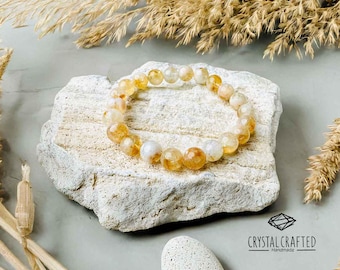 Handmade Citrine Bracelet: Natural Gemstone Beaded Stretch Bracelet