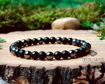 Black Tourmaline Onyx Hematite Bracelet: Handmade Energy Protection