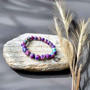 Meeressediment Jaspis Armband - Naturstein Armband, handgemachte Stretch Perlen Schmuck für Meditation, Schutz und Energiegleichgewicht