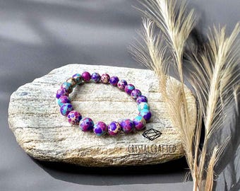 Sea Sediment Jasper Bracelet: Handmade 8mm Beaded Stretch Jewelry